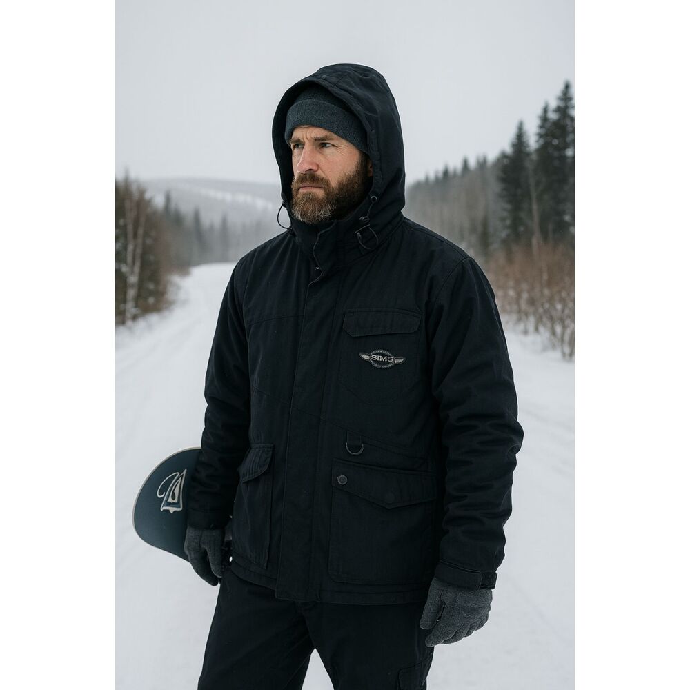 SIMS Black Outdoor Winter Snowboard Jacket Coat   Mens Size Medium